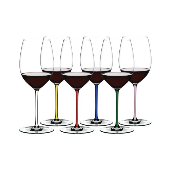 Набор из 6-ти бокалов для красного вина Cabernet/Merlot ручной работы 7900/0P, 625 мл, прозрачный/мультиколор, серия Fatto a Mano, Riedel