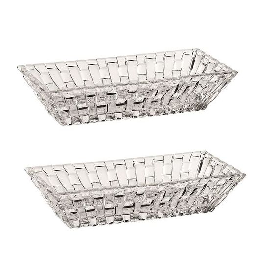 Набор тарелок Bossa Nova Bowl Rectangular 17cm Set of 2, 36 мм, хрусталь, Nachtmann